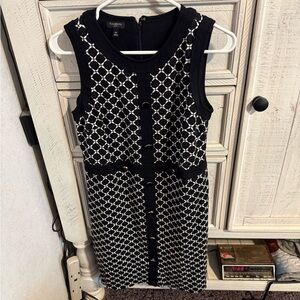 Talbots Black and White Geometric Midi Dress